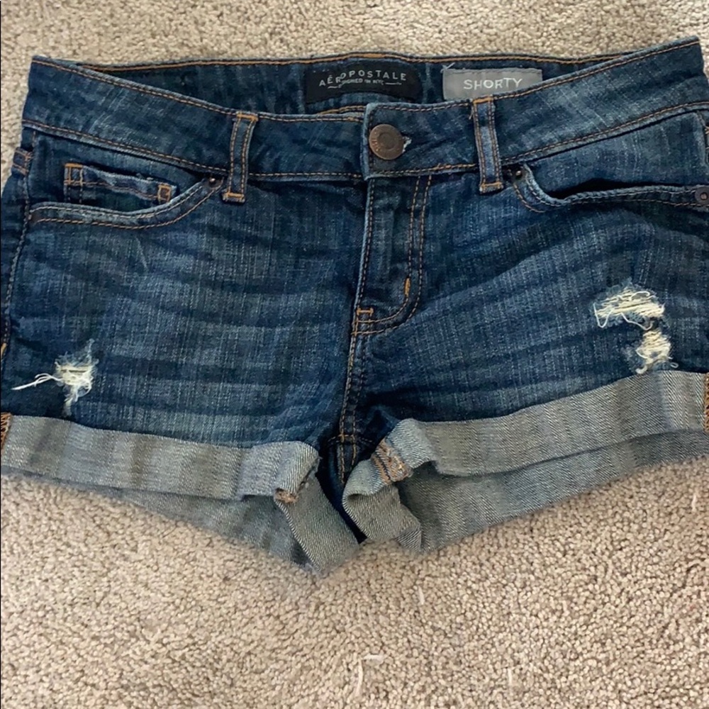 aeropostale’s shorty shorts- dark denim